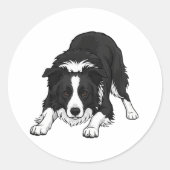 Border Collie Dog ラウンドシール (正面)