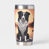 Border Collie Dog 保温保冷タンブラー (背面)