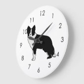 Border Collie Dog Abstract Illustration White ラージ壁時計 (傾斜)