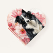 Border Collie Dog and Bold Pink Lilies ノートブック (正面)