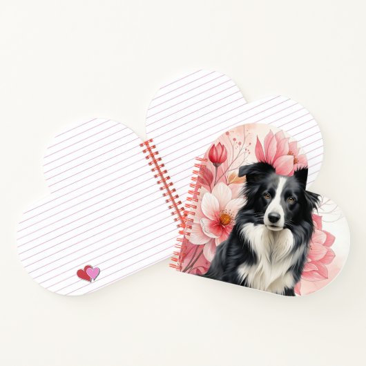 Border Collie Dog and Bold Pink Lilies ノートブック (内部)