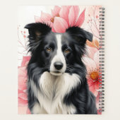 Border Collie Dog and Bold Pink Lilies プランナー手帳 (裏面)