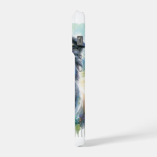 Border Collie Dog AREF1801 - Watercolor iPhoneケース (左側面)