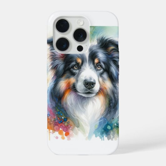 Border Collie Dog AREF1801 - Watercolor iPhoneケース (裏面)