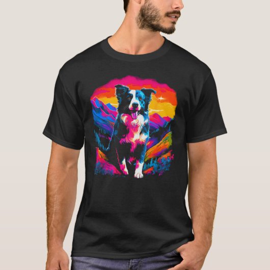 Border Collie Dog Artist Tシャツ (正面)