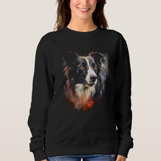 Border Collie Dog Australian Shepherd Graffiti Art スウェットシャツ (正面)