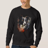 Border Collie Dog Australian Shepherd Graffiti Art スウェットシャツ (正面)