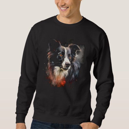 Border Collie Dog Australian Shepherd Graffiti Art スウェットシャツ (正面)