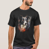 Border Collie Dog Australian Shepherd Graffiti Art Tシャツ (正面)