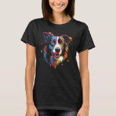 Border Collie Dog Australian Shepherd Graffiti Gra Tシャツ (正面)