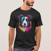 Border Collie Dog Australian Shepherd Graffiti Gra Tシャツ (正面)