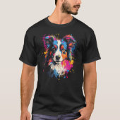 Border Collie Dog Australian Shepherd Puppy Graffi Tシャツ (正面)