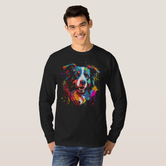 Border Collie Dog Australian Shepherd Puppy Graffi Tシャツ (正面フル)