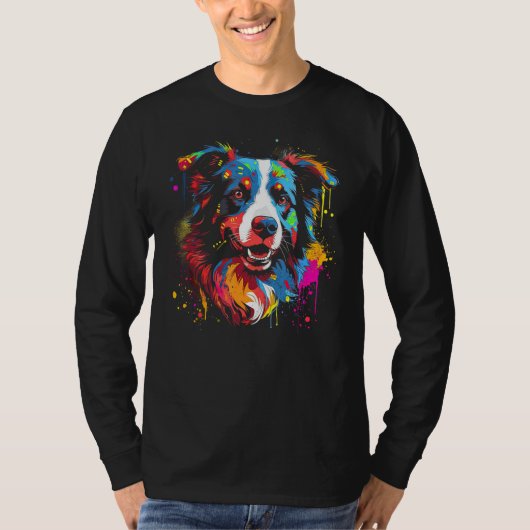 Border Collie Dog Australian Shepherd Puppy Graffi Tシャツ (正面)