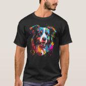 Border Collie Dog Australian Shepherd Puppy Graffi Tシャツ (正面)