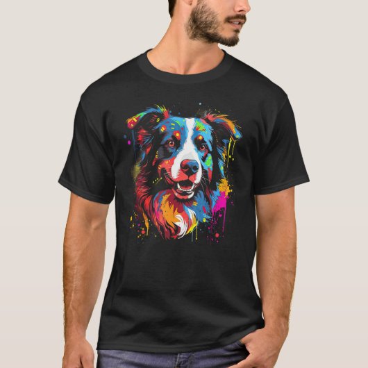 Border Collie Dog Australian Shepherd Puppy Graffi Tシャツ (正面)