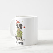 Border Collie Dog Christmas Lights Sweater コーヒーマグカップ (正面左)