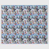 Border Collie Dog Christmas Snow Agility Fun ラッピングペーパー (フラット)