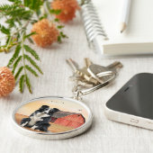 Border Collie Dog Country Western Red Barn キーホルダー (側面)