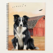 Border Collie Dog Country Western Red Barn プランナー手帳 (正面)