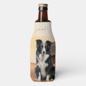 Border Collie Dog Country Western Red Barn ボトルクーラー (ボトル正面)