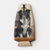 Border Collie Dog Country Western Red Barn ボトルクーラー (裏面)