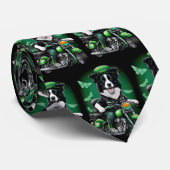 Border Collie Dog Driving Bike St. Patrick's Day ネクタイ (ロール)
