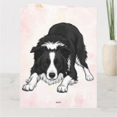 Border Collie Dog Folded Greeting Card カード (裏面)