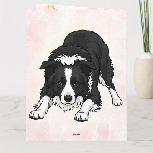 Border Collie Dog Folded Greeting Card カード (裏面)