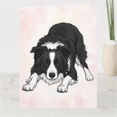 Border Collie Dog Folded Greeting Card カード (正面)
