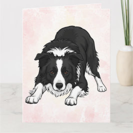 Border Collie Dog Folded Greeting Card カード