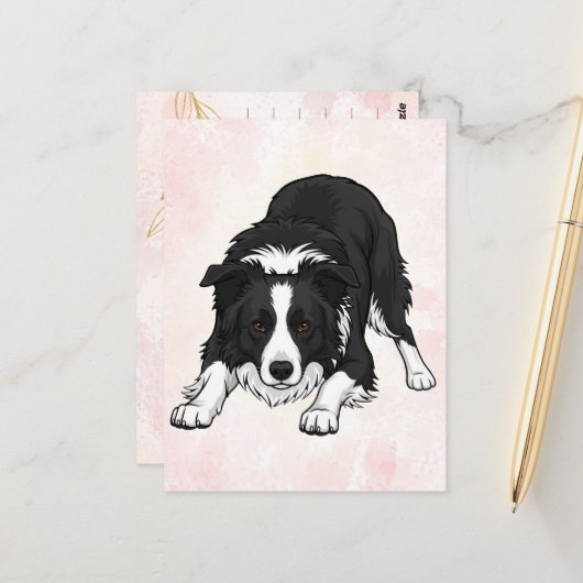 Border Collie Dog Greeting Card ポストカード (正面/裏面インサイチュ)