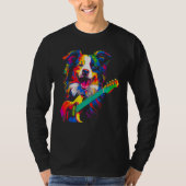 Border Collie Dog Guitarist Tシャツ (正面)