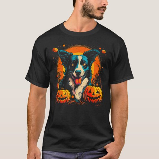 Border Collie Dog Halloween Theme Tシャツ (正面)