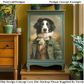 Border Collie Dog In Autumn/Fall DV9R デコパージュ 薄葉紙