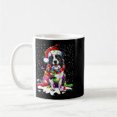 Border Collie Dog Lighting Xmas Santa Hat Christma コーヒーマグカップ (左)