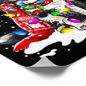 Border Collie Dog Lighting Xmas Santa Hat Christma ポスター (角)