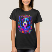 Border Collie Dog Love Gratitude Flower Tシャツ (正面)