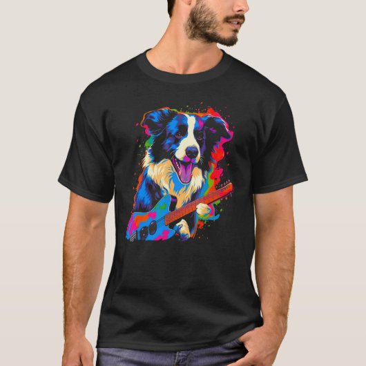Border Collie Dog Music Tシャツ (正面)