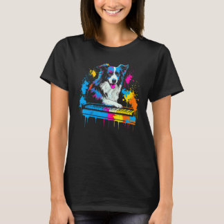 Border Collie Dog Pianist Tシャツ