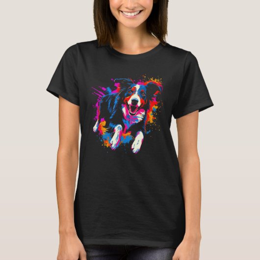 Border Collie Dog Pop 1 Tシャツ (正面)