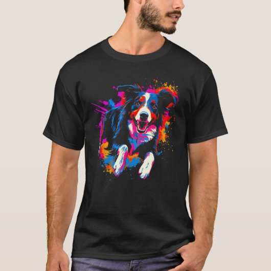 Border Collie Dog Pop 1 Tシャツ (正面)