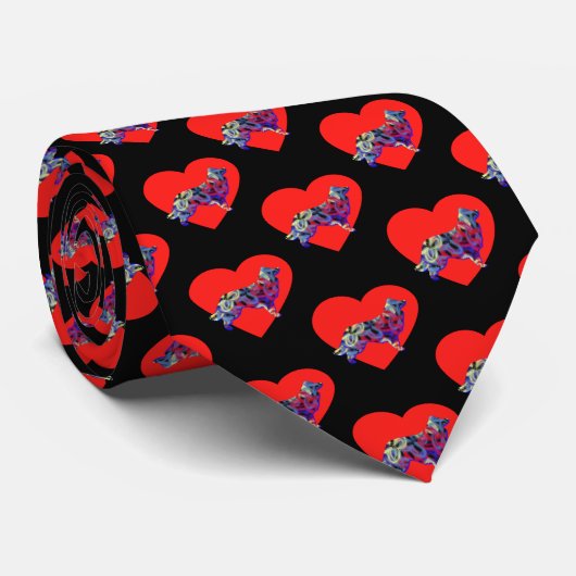 Border Collie Dog Red Valentine’s Day Tie ネクタイ (ロール)