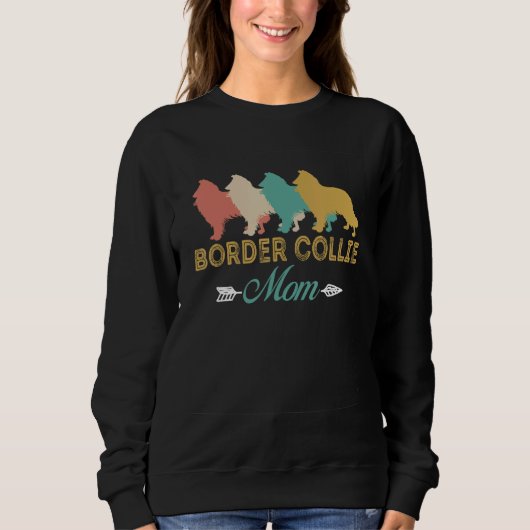 Border Collie Dog Retro Border Collie Mom grandma スウェットシャツ (正面)