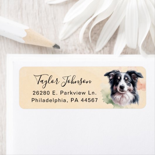 Border Collie Dog Return Address Label ラベル (インサイチュ)