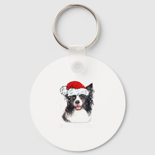 Border Collie Dog Santa Christmas Lights Xmas Boys キーホルダー (正面)