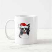 Border Collie Dog Santa Christmas Lights Xmas Boys コーヒーマグカップ (左)