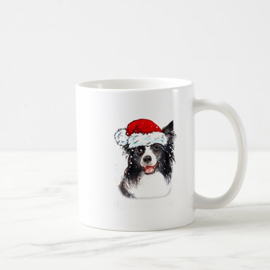 Border Collie Dog Santa Christmas Lights Xmas Boys コーヒーマグカップ (右)