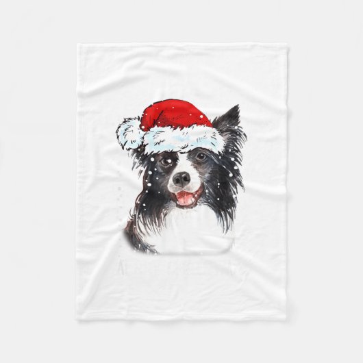 Border Collie Dog Santa Christmas Lights Xmas Boys フリースブランケット (正面)