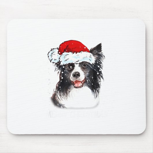 Border Collie Dog Santa Christmas Lights Xmas Boys マウスパッド (正面)